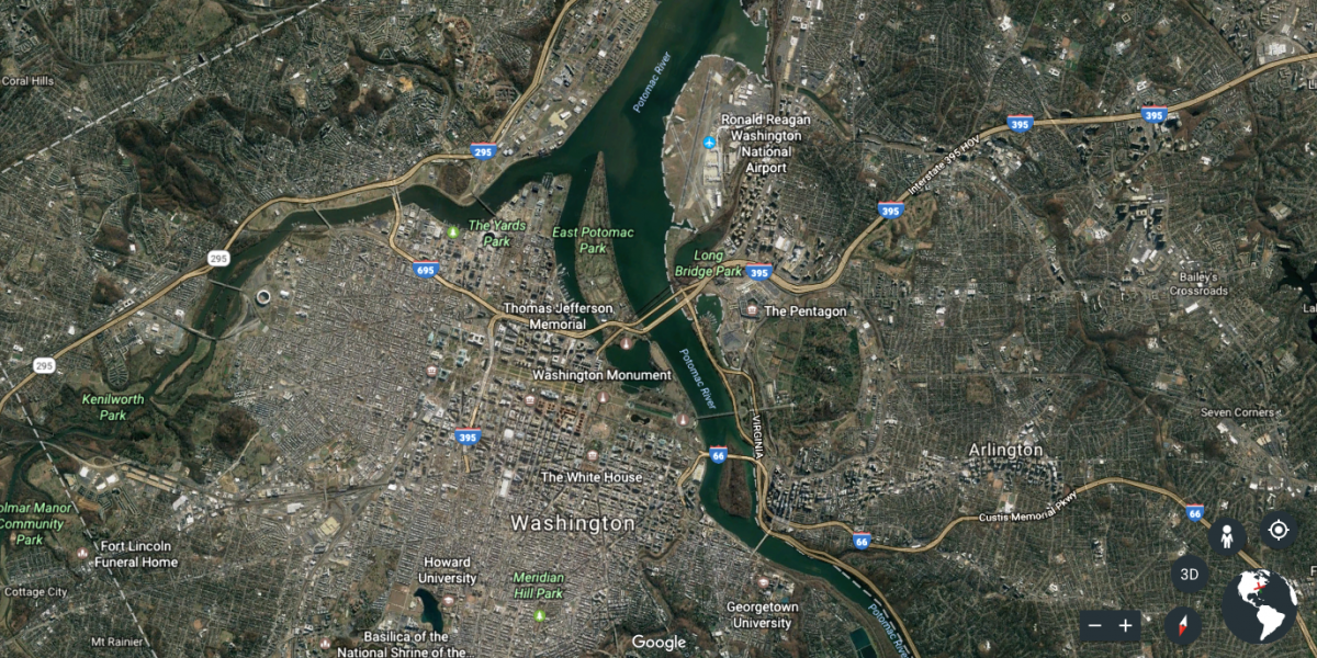 The Potomac River is estimated to be 405 miles long (Google Earth/Climate Central)