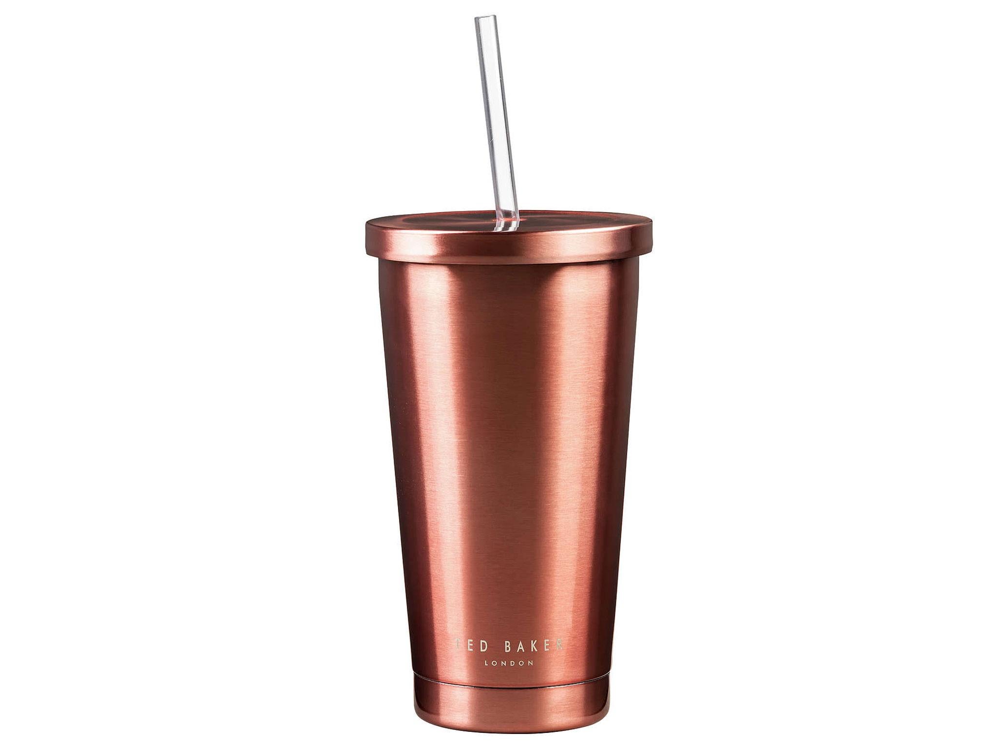 Ted Baker reusable smoothie cup with reusable sinless steel straw