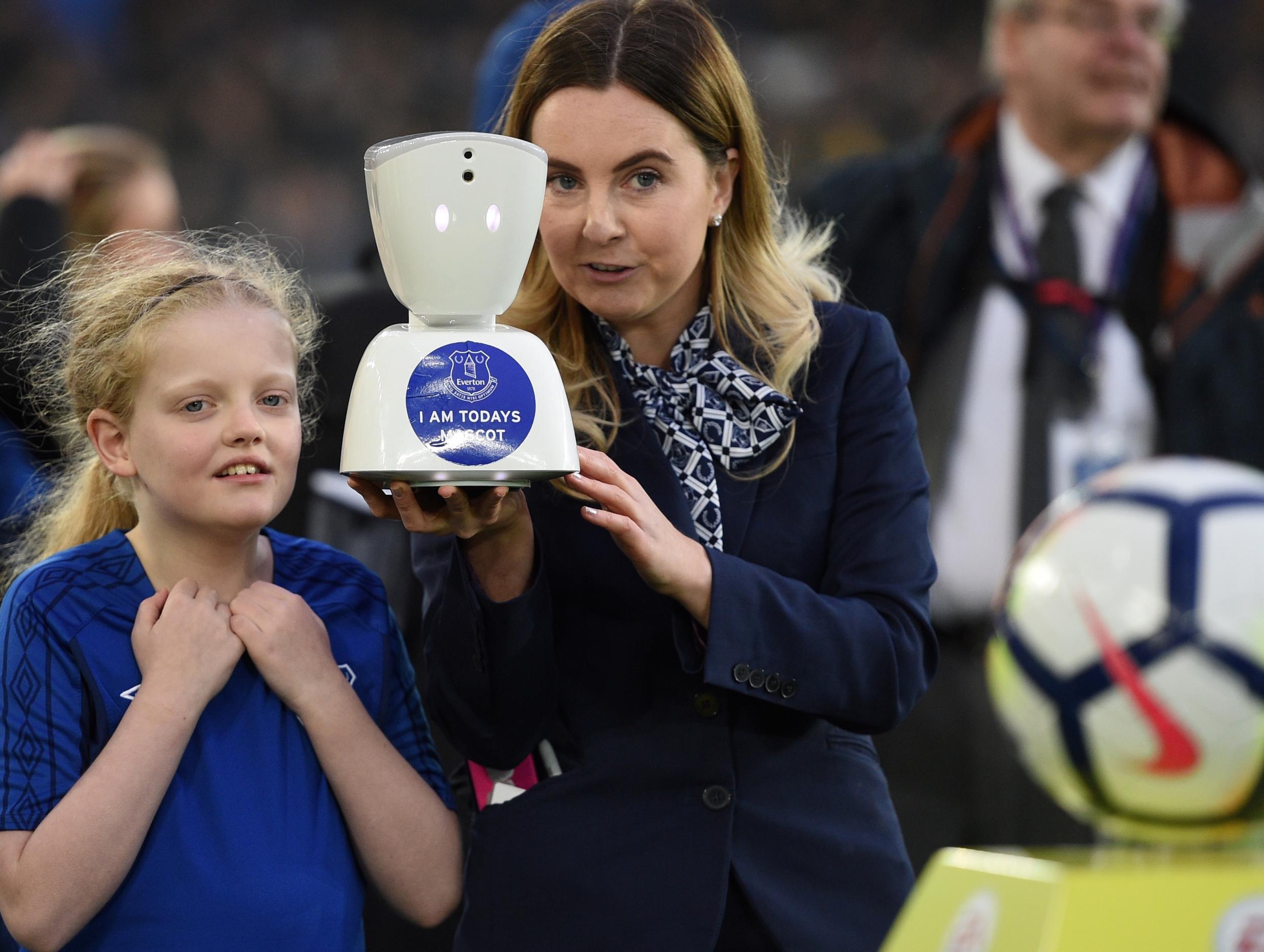 &#13;
A young Everton made history to become the first 'robot' mascot at a Premier League game &#13;