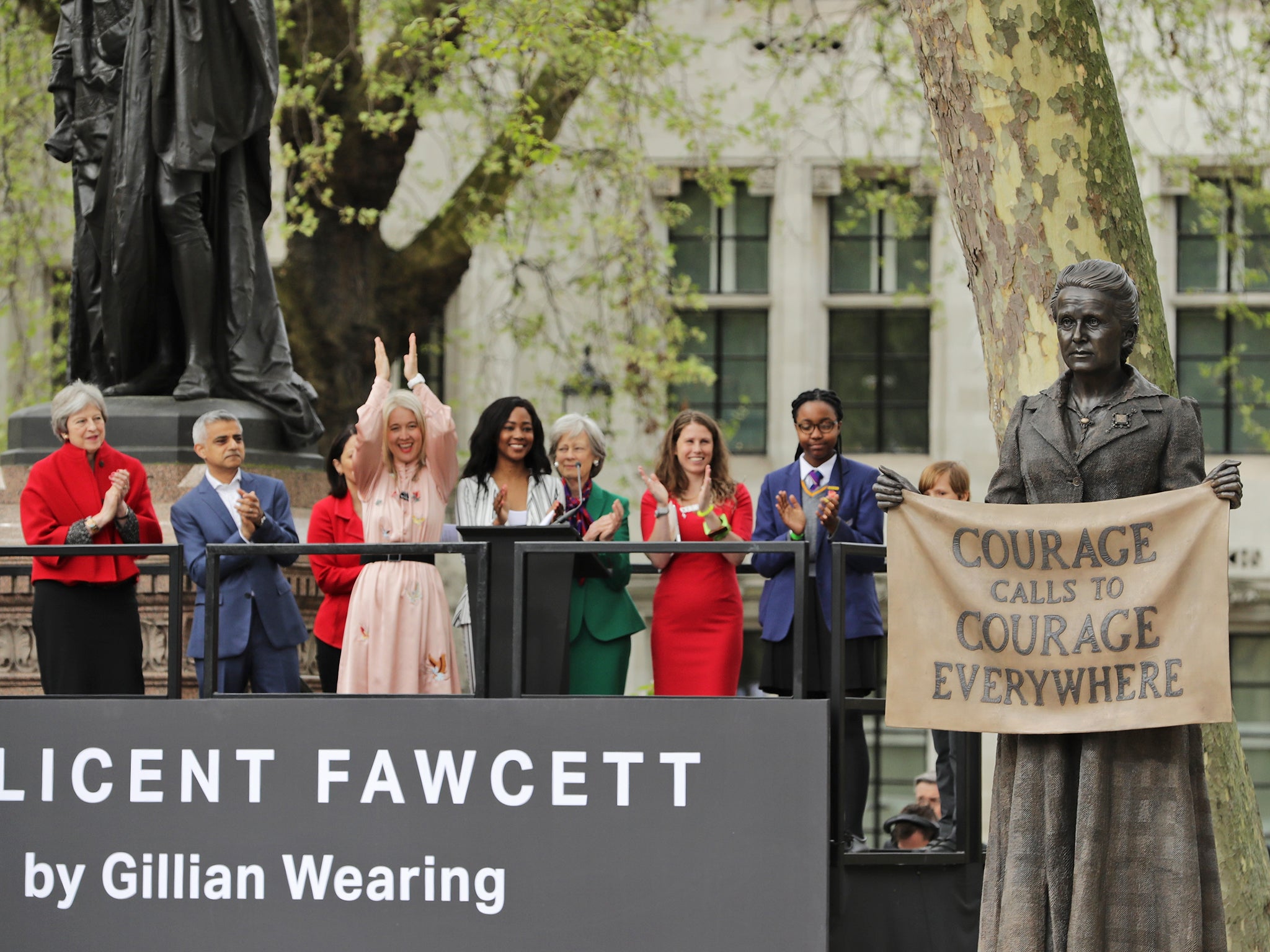 Theresa May and Sadiq Khan attend the statue’s unveiling