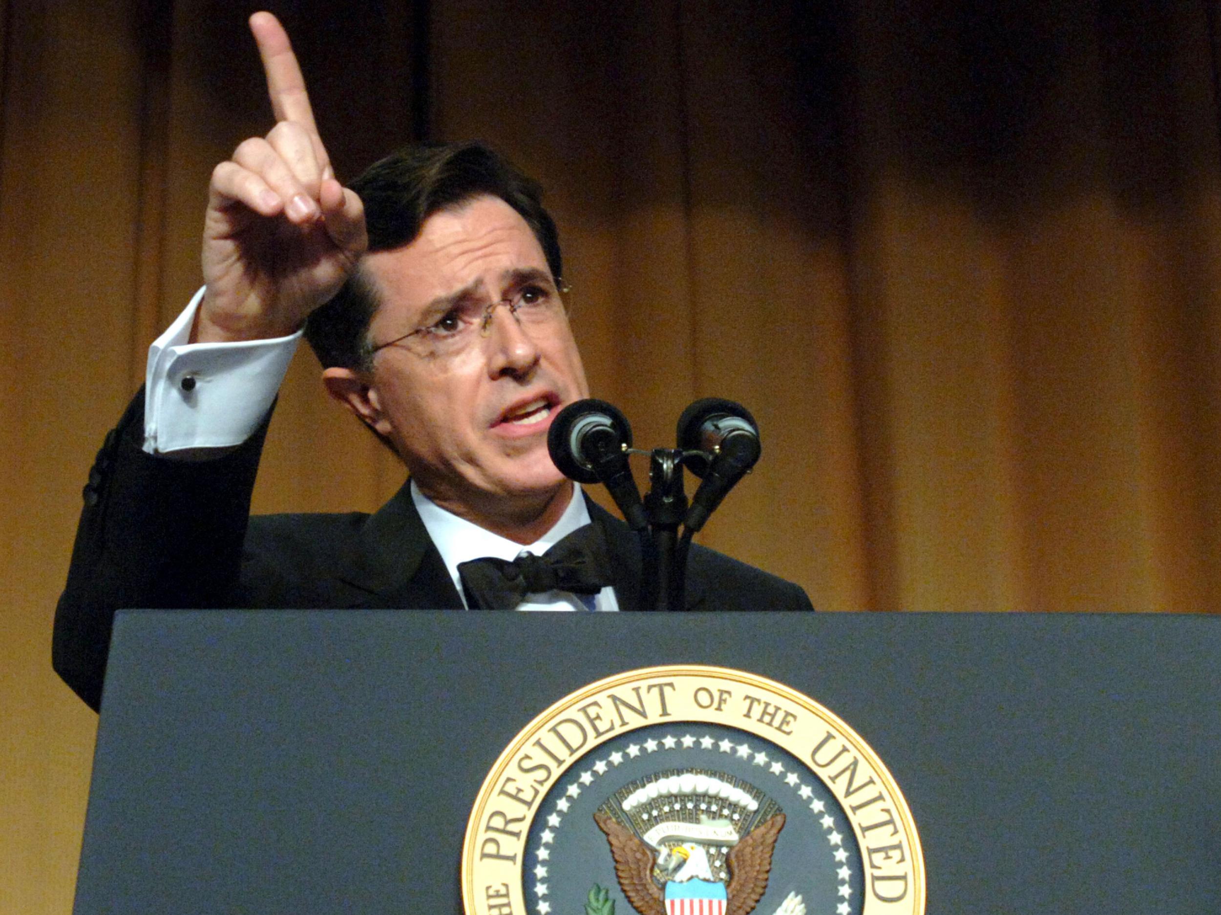 Stephen Colbert skewering George W Bush in 2006