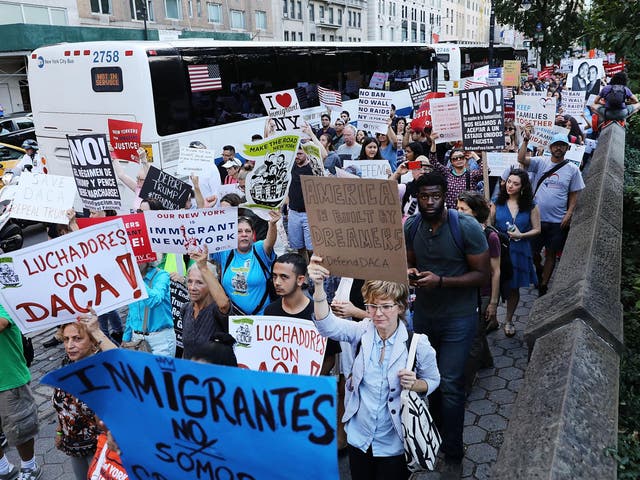 Protesters have staged numerous demonstrations over the last year in opposition to Donald Trump's views on the programme 