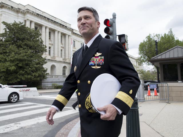 <p>Admiral Ronny Jackson, the White House doctor, has come under fire during his bid to be confirmed as head of Veterans' Affairs</p>
