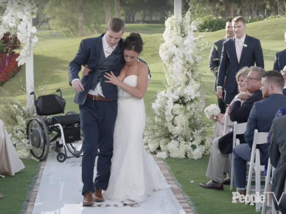 Together the newlyweds made their way seven yards down the aisle (People)