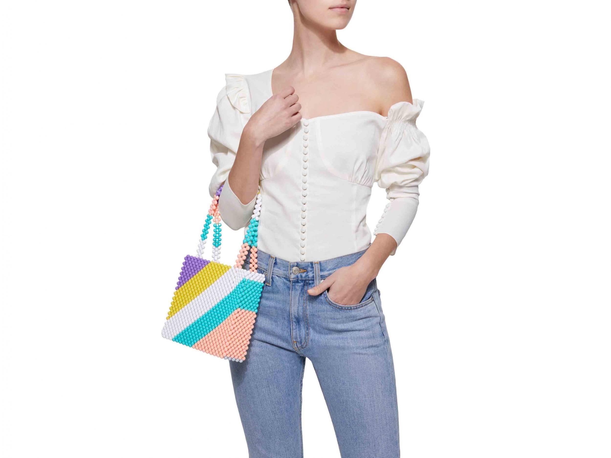Susan Alexandra’s Granita bag combines the style du jour with fun spring pastels