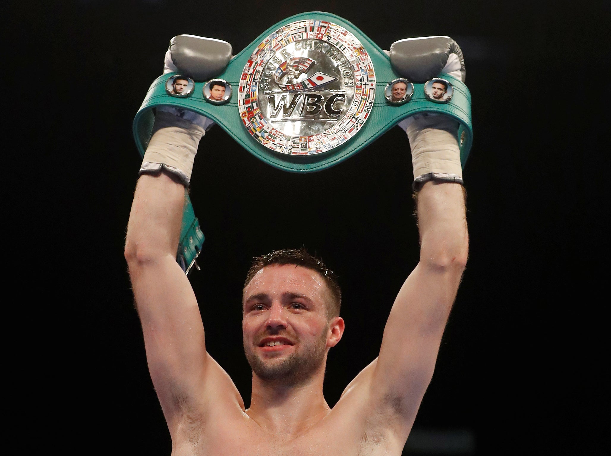 Taylor with his WBC Silver super-lightweight title