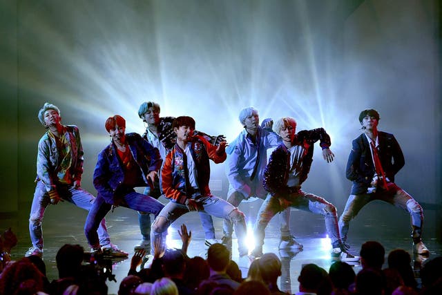 BTS performs onstage during the 2017 American Music Awards at Microsoft Theater on 19 November, 2017 in Los Angeles, California