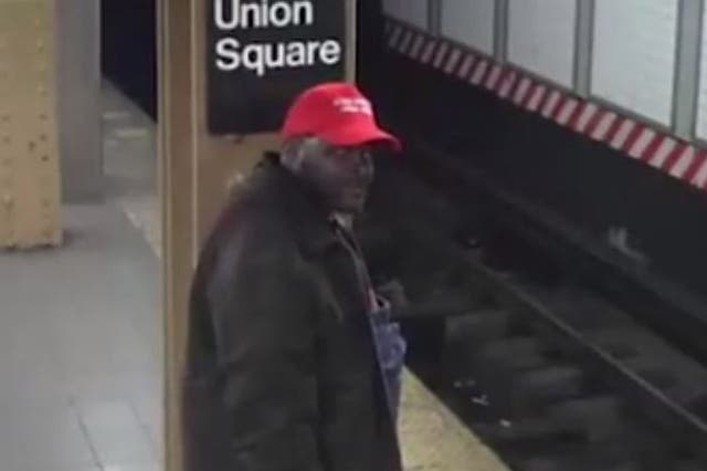 The suspected subway pusher was wearing a 'Make America Great Again' hat