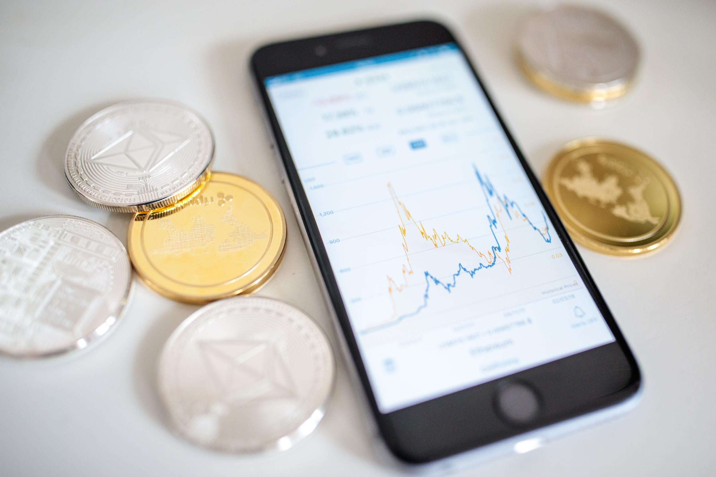 A smartphone displaying the current price chart for ethereum on April 25, 2018 in London, England. Cryptocurrency markets began to recover this month following a massive crash during the first quarter of 2018, seeing more than $550 billion wiped from the total market capitalisation.