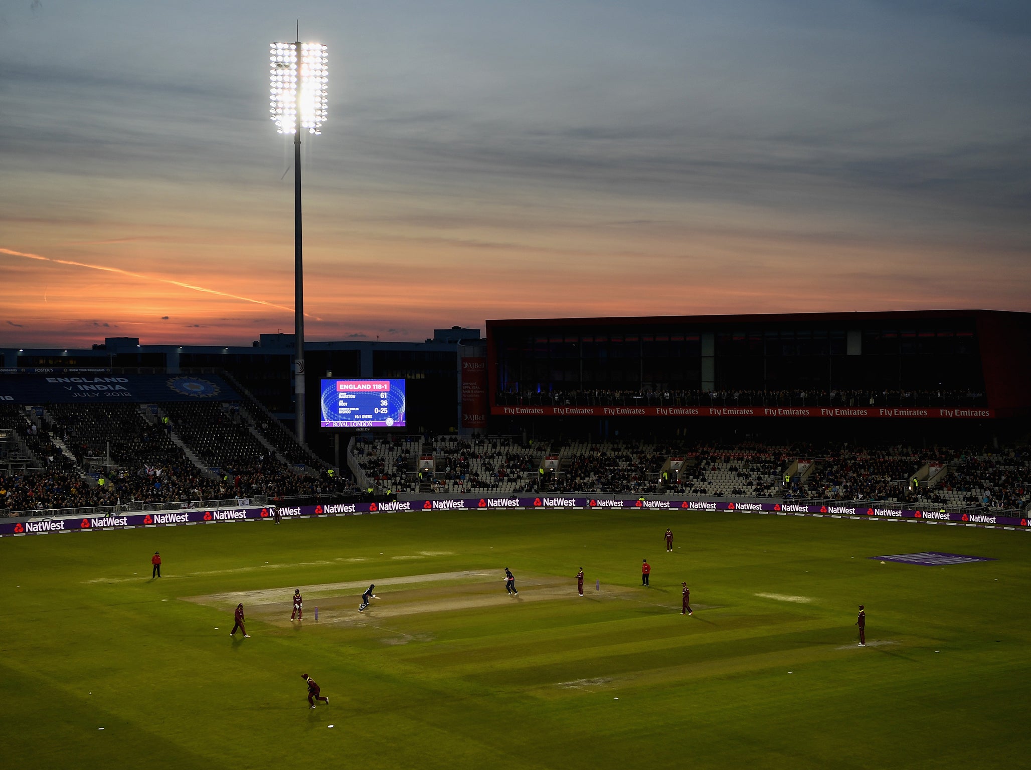 The sun sets over Old Trafford