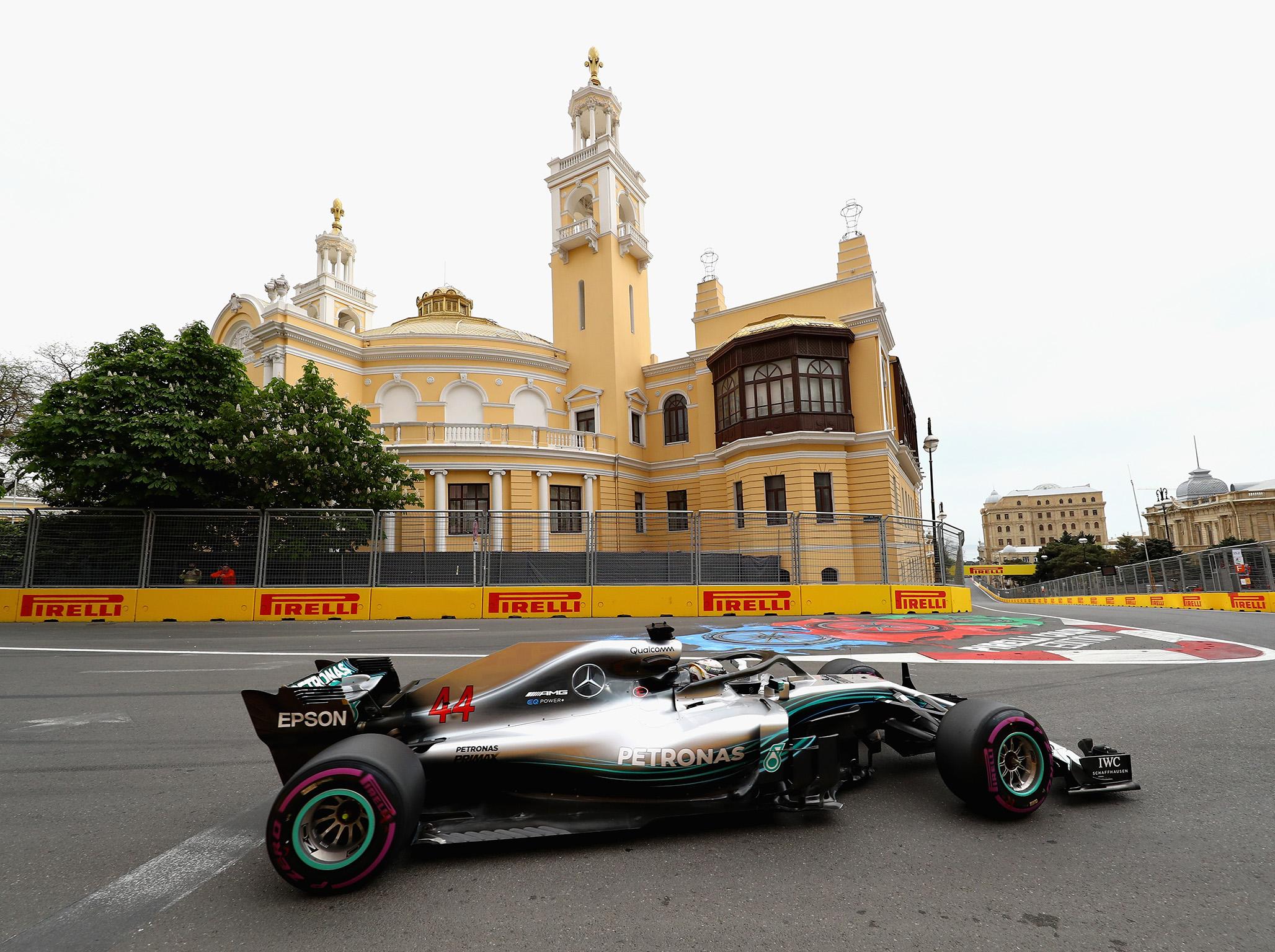 Lewis Hamilton during practice for the Azerbaijan Grand Prix