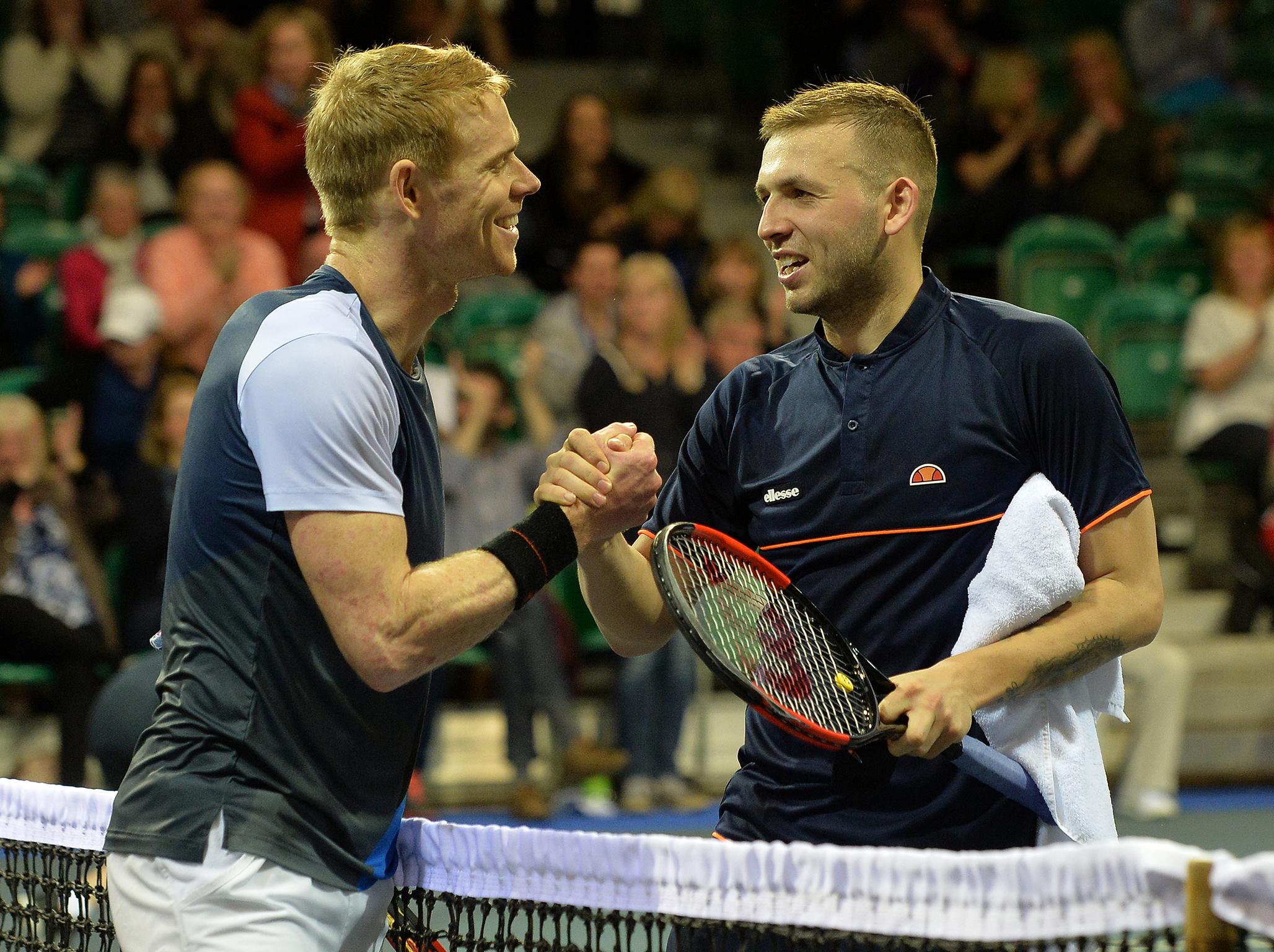 Dan Evans, right, shakes hands with Edward Corrie