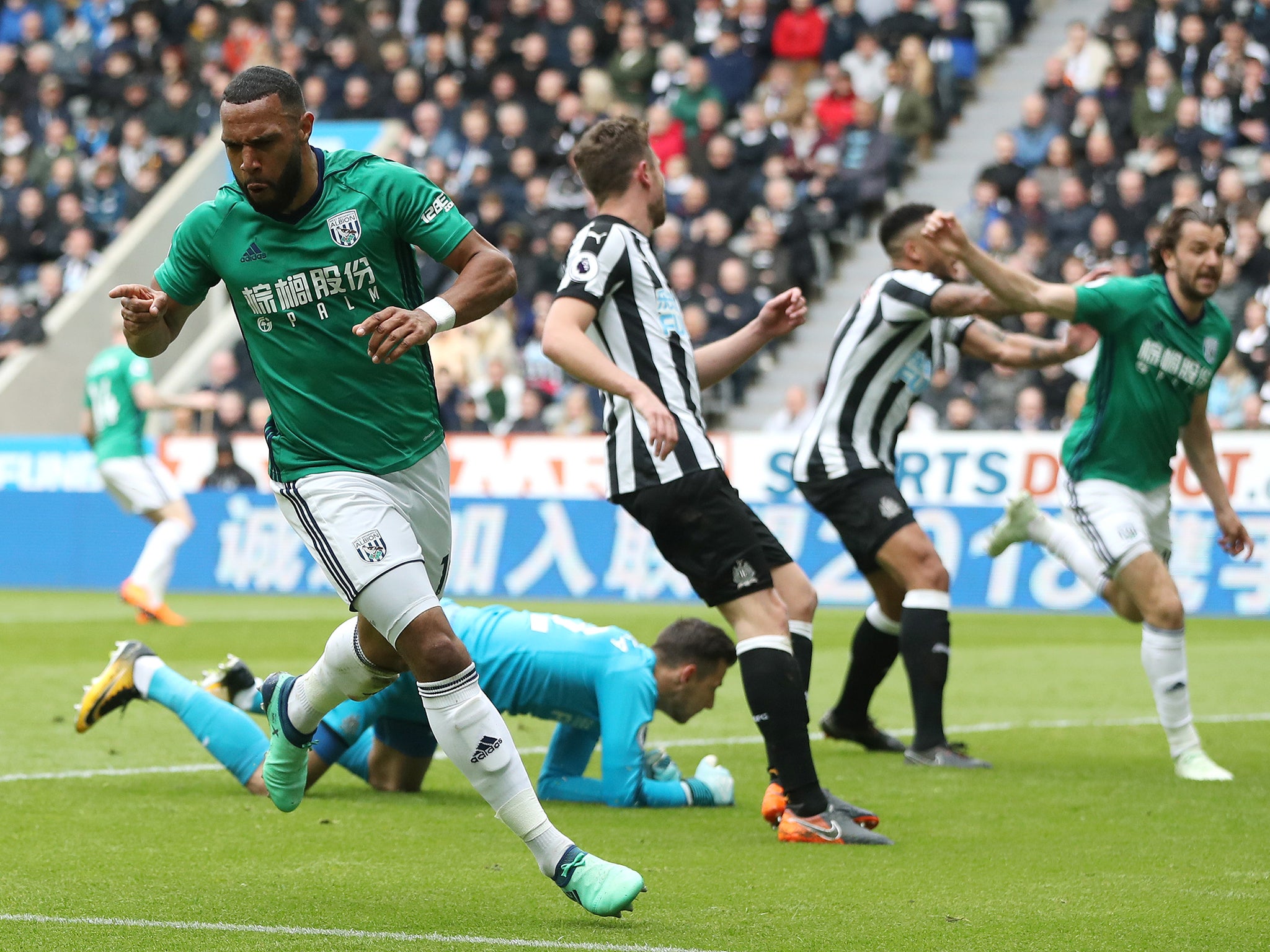 Phillips peels away to celebrate after scoring for West Brom against Newcastle