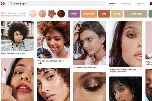 Pinterest now lets users filter by skin tone (Pinterest)