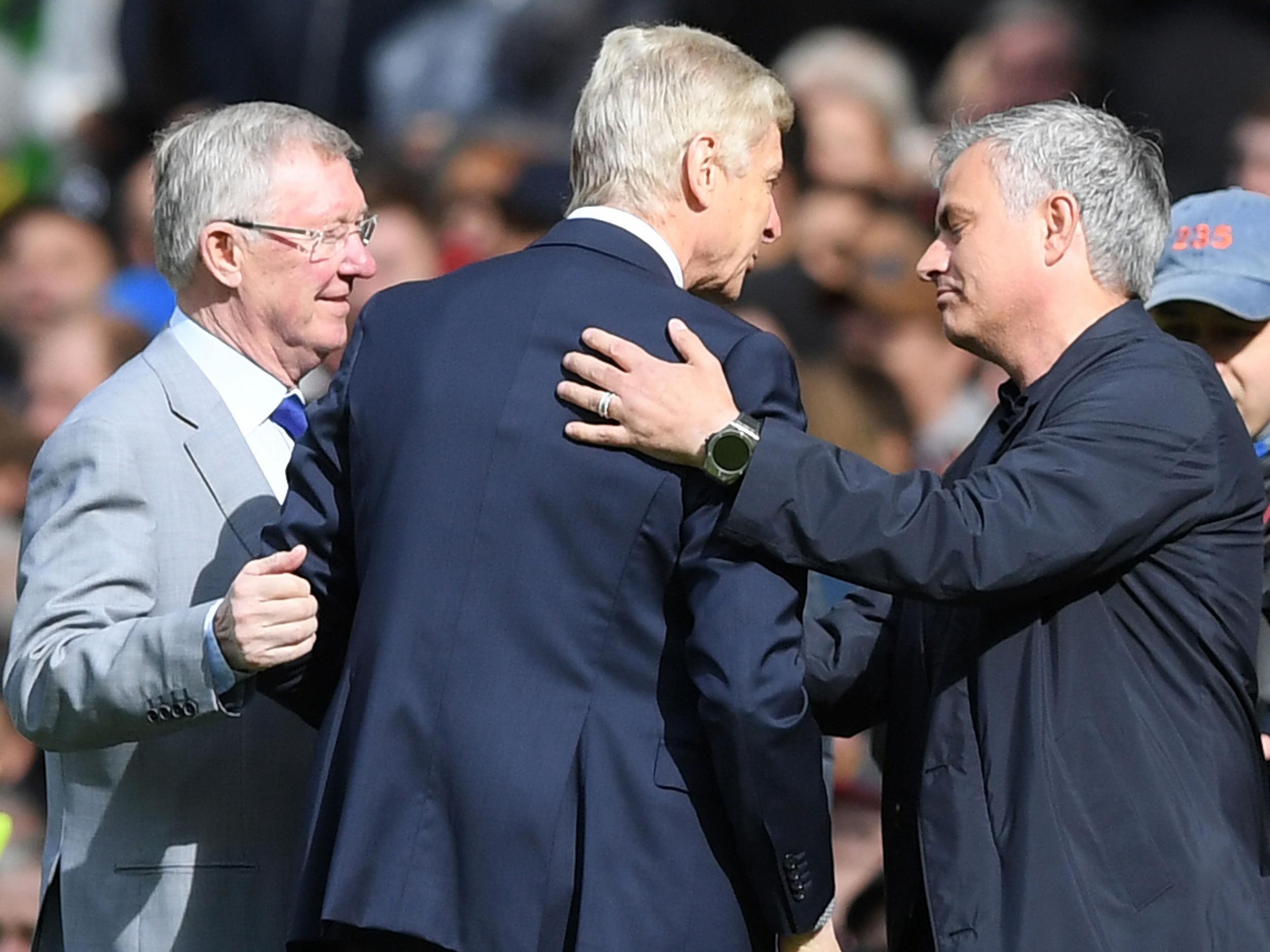 Wenger's last visit to Old Trafford started with a meeting with an old friend