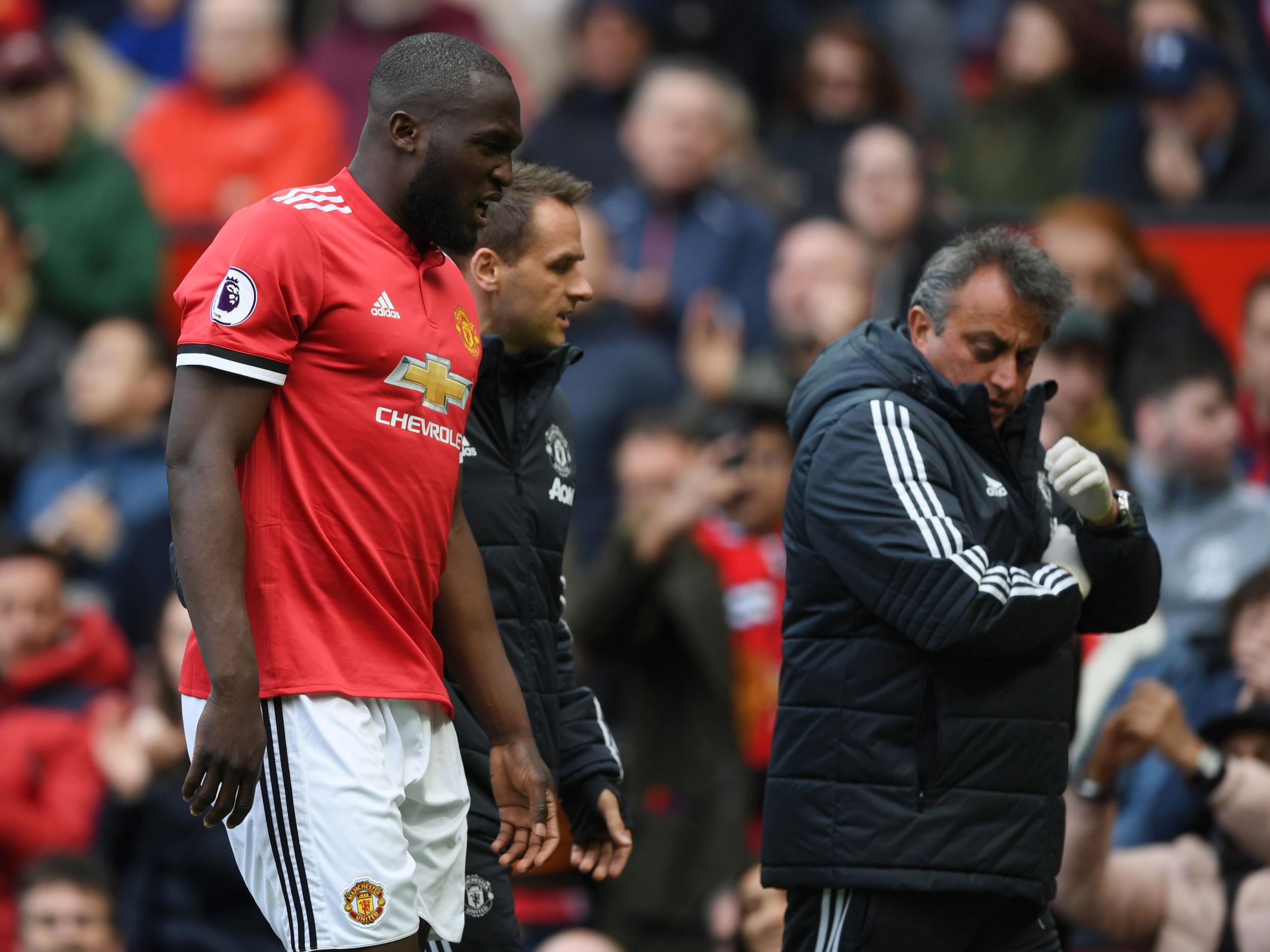 Romelu Lukaku was forced off with a foot injury against Arsenal