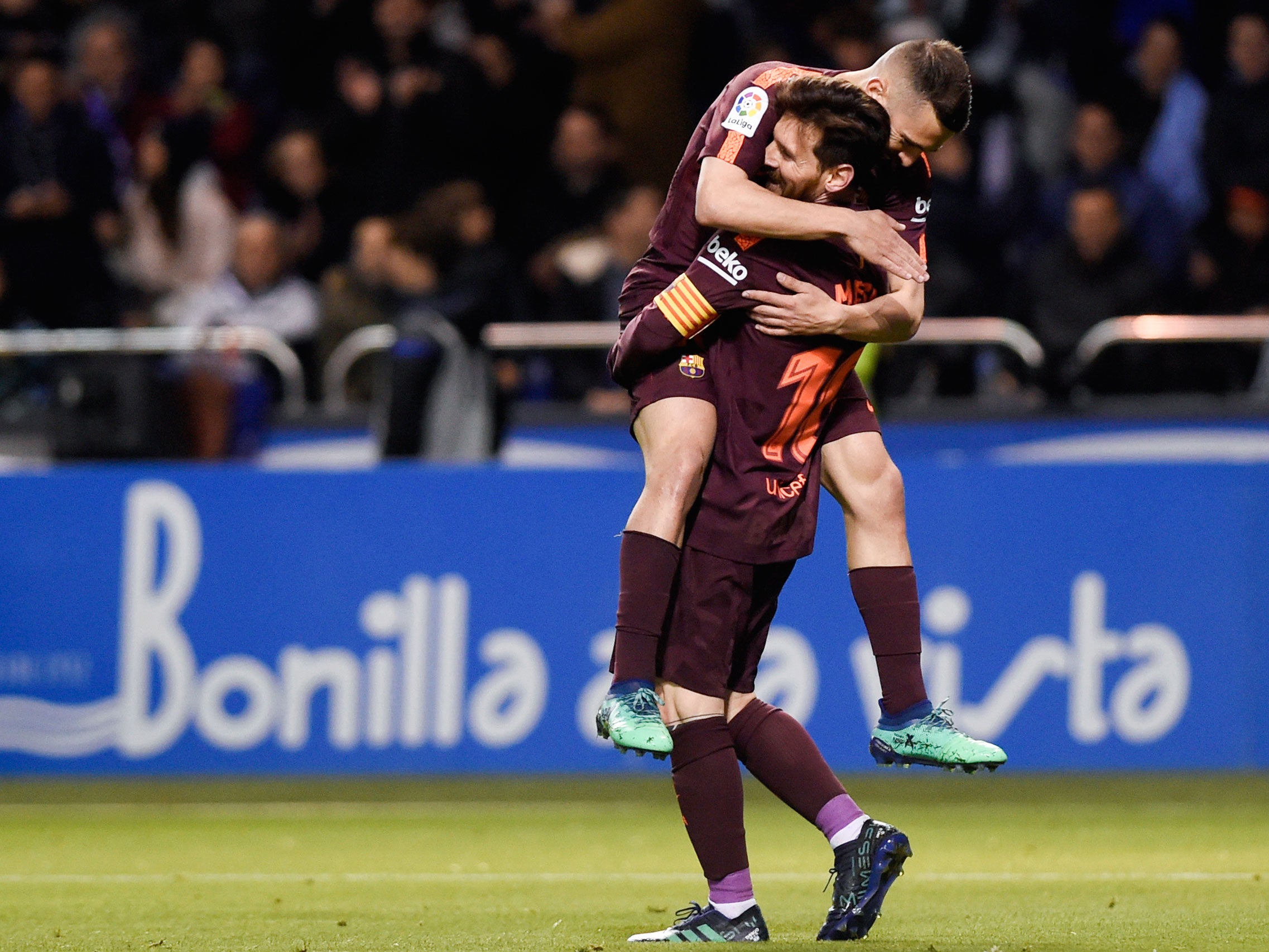 Messi scored a hat-trick as Barcelona were finally crowned champions