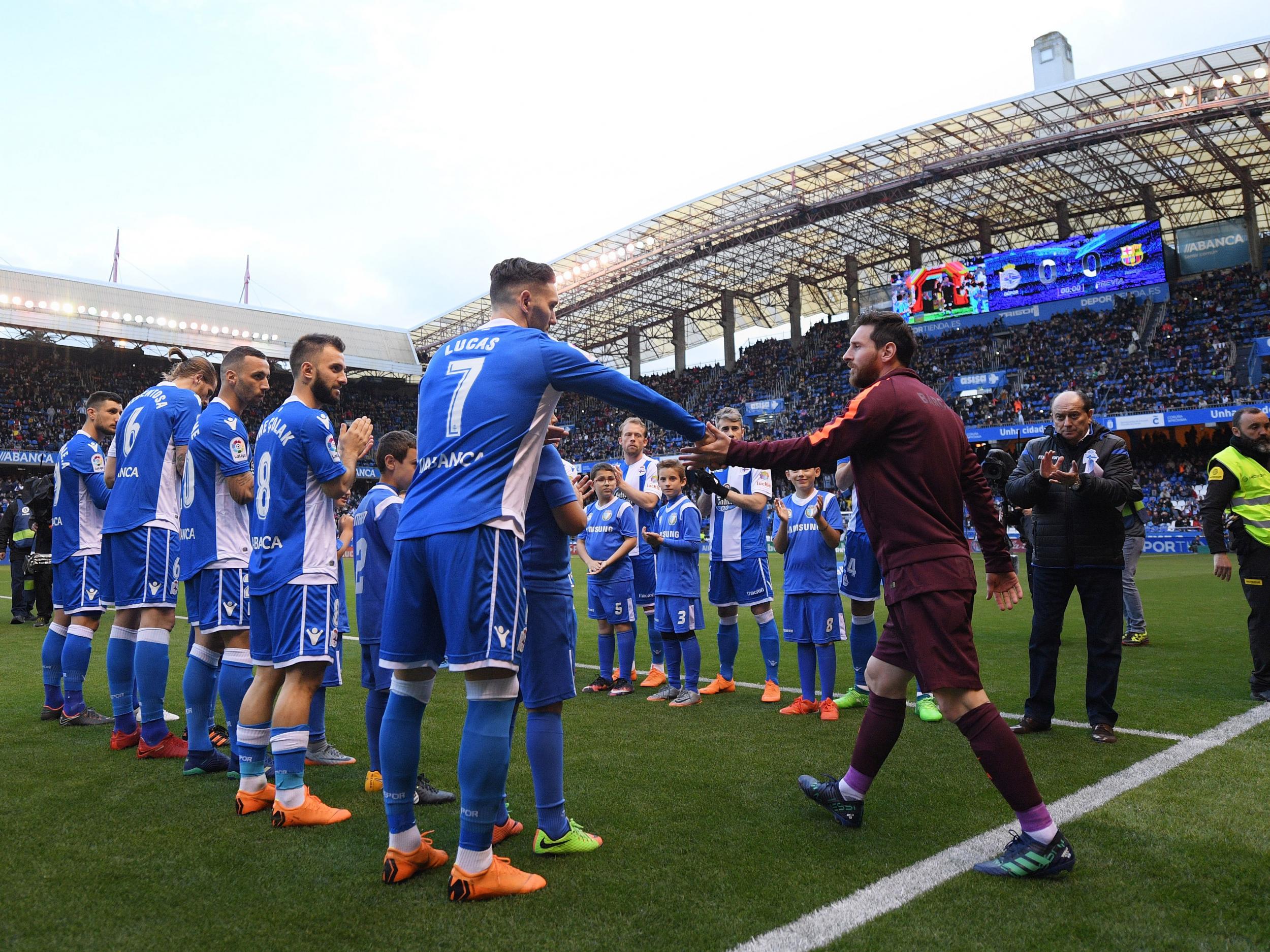 Barcelona were given a guard of honour before kick-off