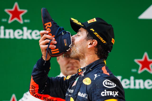 Daniel Ricciardo's famous 'Shoey' celebration has been trademarked by Formula One