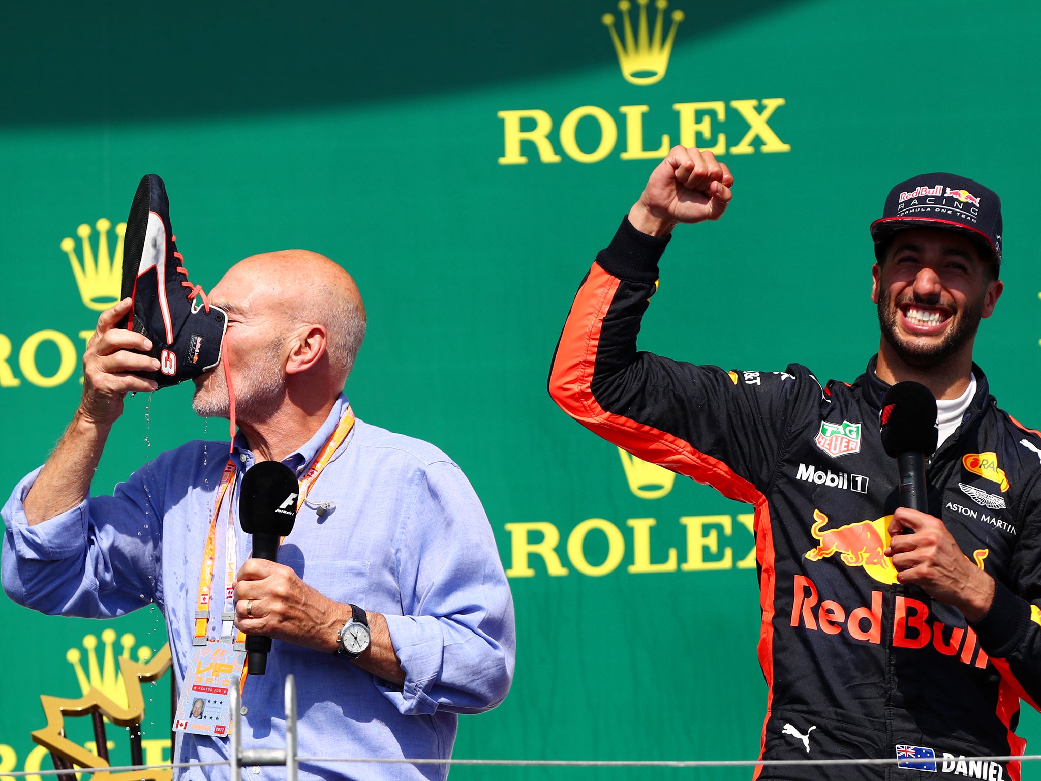 Ricciardo managed to get Sir Patrick Stewart to celebrate with a 'Shoey'