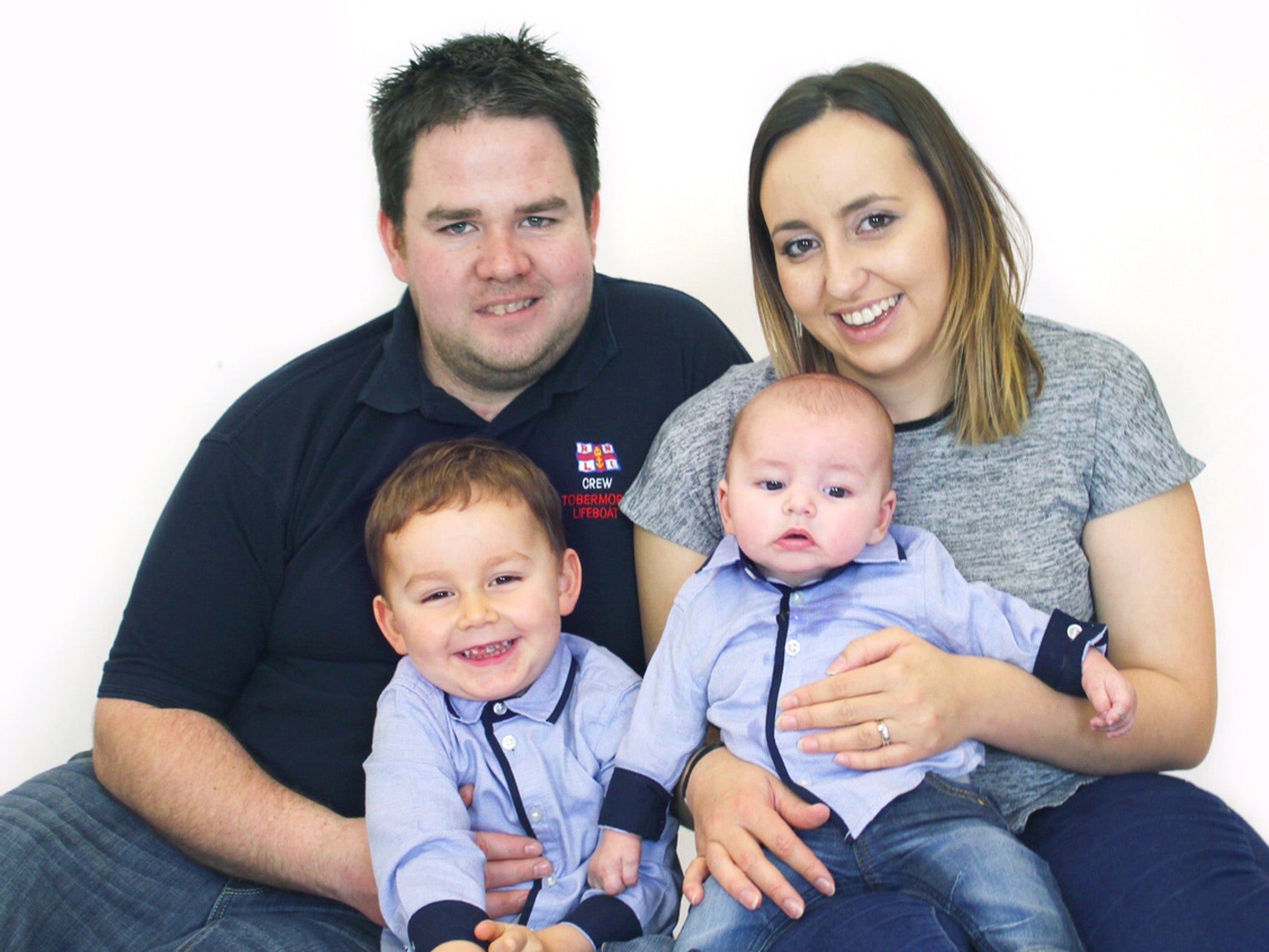 Alec Brown, left, saved the life of baby Ruaridh, bottom right