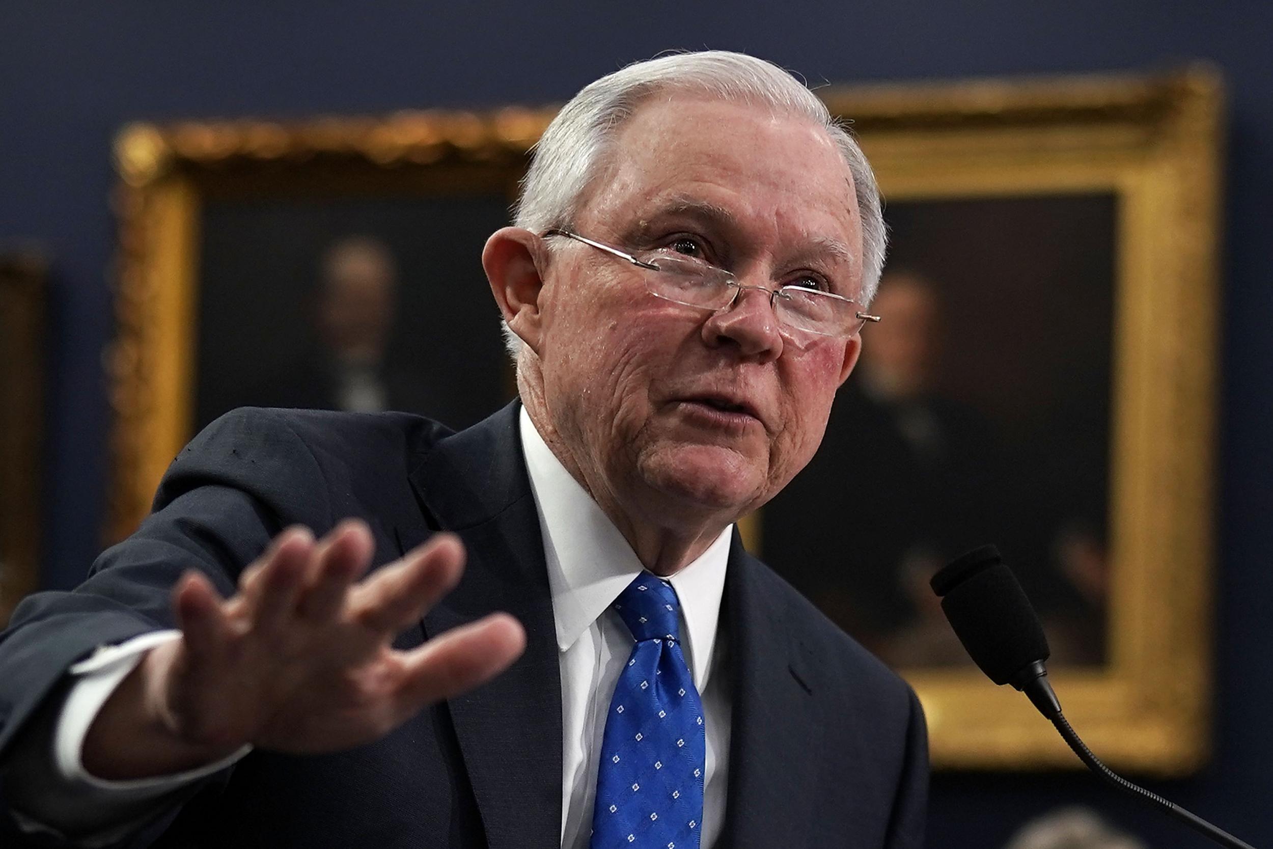 Attorney General Jeff Sessions testifies during a hearing before the Commerce, Justice, Science, and Related Agencies Subcommittee of the House Appropriations Committee
