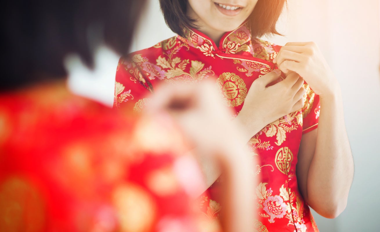 A qipao or cheongsam is a traditional Chinese evening gown and was worn by 18-year-old Keziah from Utah to her prom