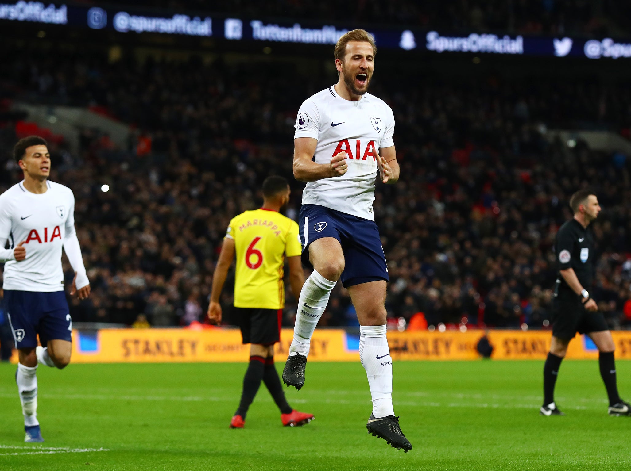 Tottenham's star striker doubled their lead against Watford