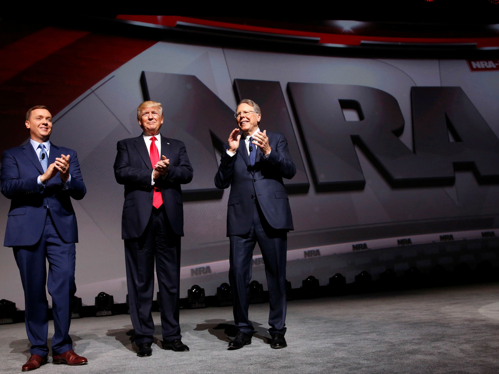 Donald Trump with National Rifle Association officials during last year's Leadership Forum in Atlanta, Georgia