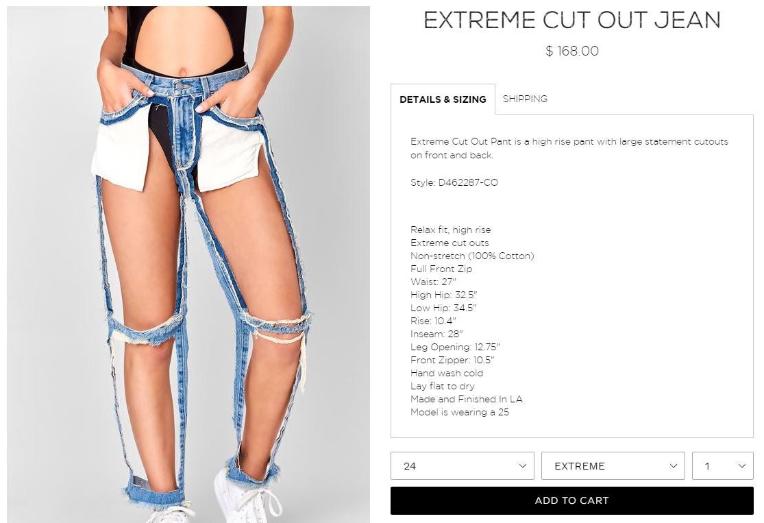 Extreme cut-out jeans spark outrage and confusion online