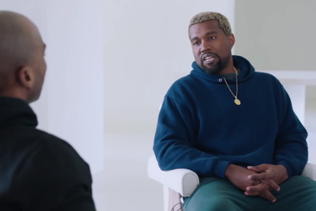 Kanye West in conversation with Charlamagne Tha God.