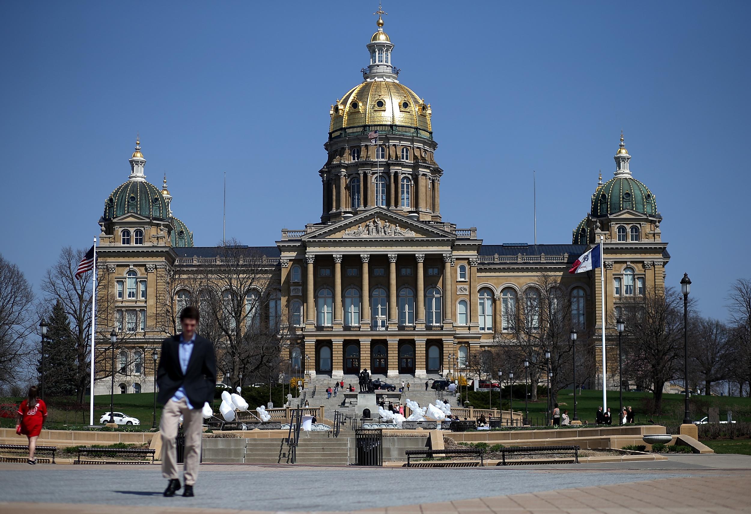 A view of the Iowa state capitol on April 11, 2015 in Des Moines, Iowa
