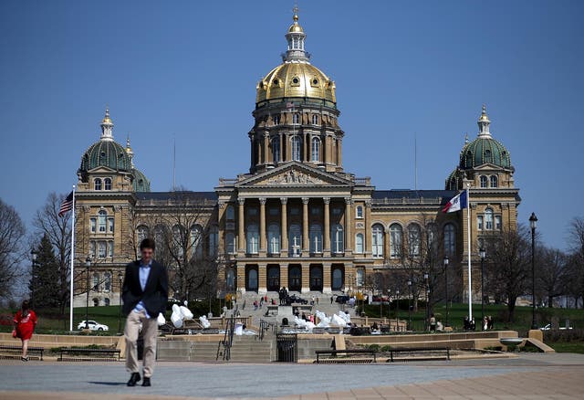 A view of the Iowa state capitol on April 11, 2015 in Des Moines, Iowa