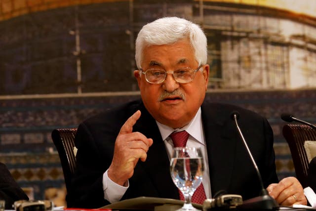Palestinian President Mahmoud Abbas speaks during a Palestinian National Council meeting in Ramallah in the occupied West Bank on 30 April 2018