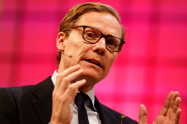 Former Cambridge Analytica CEO Alexander Nix speaks during the Web Summit in Lisbon, Portugal