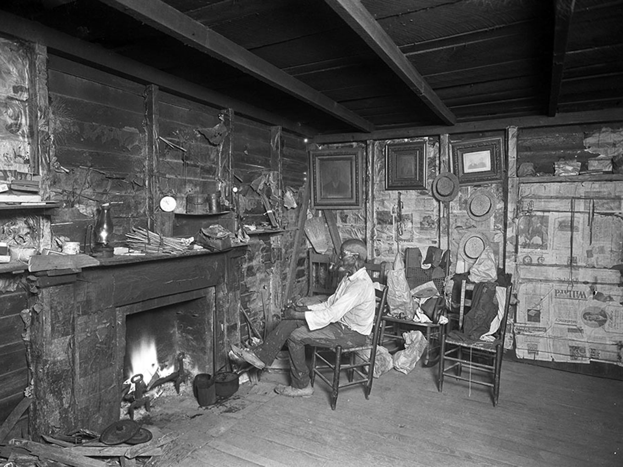 Cudjo Lewis in the home he built after he was freed