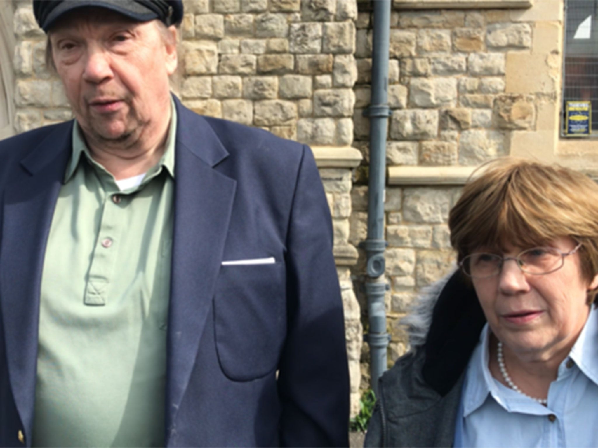 Peter White, 76, and his wife Kathleen Milward, 72, at a polling station in Bromley, south-east London