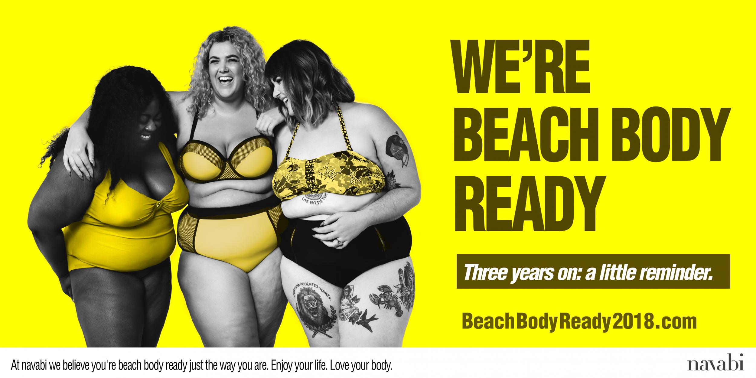 Plus-size fashion brand navabi has transformed the Protein World 'Beach Body' advert into a body positivity campaign