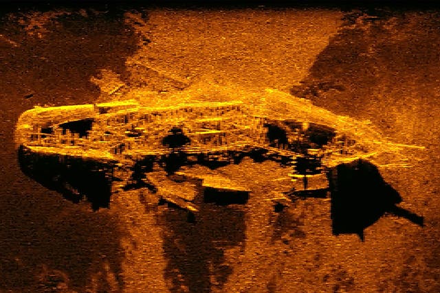 A sonar image of one of the shipwrecks discovered during the MH370 search