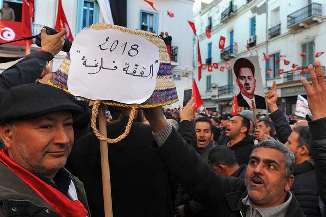 'The basket is empty': Tunisian workers protest against the government earlier this year