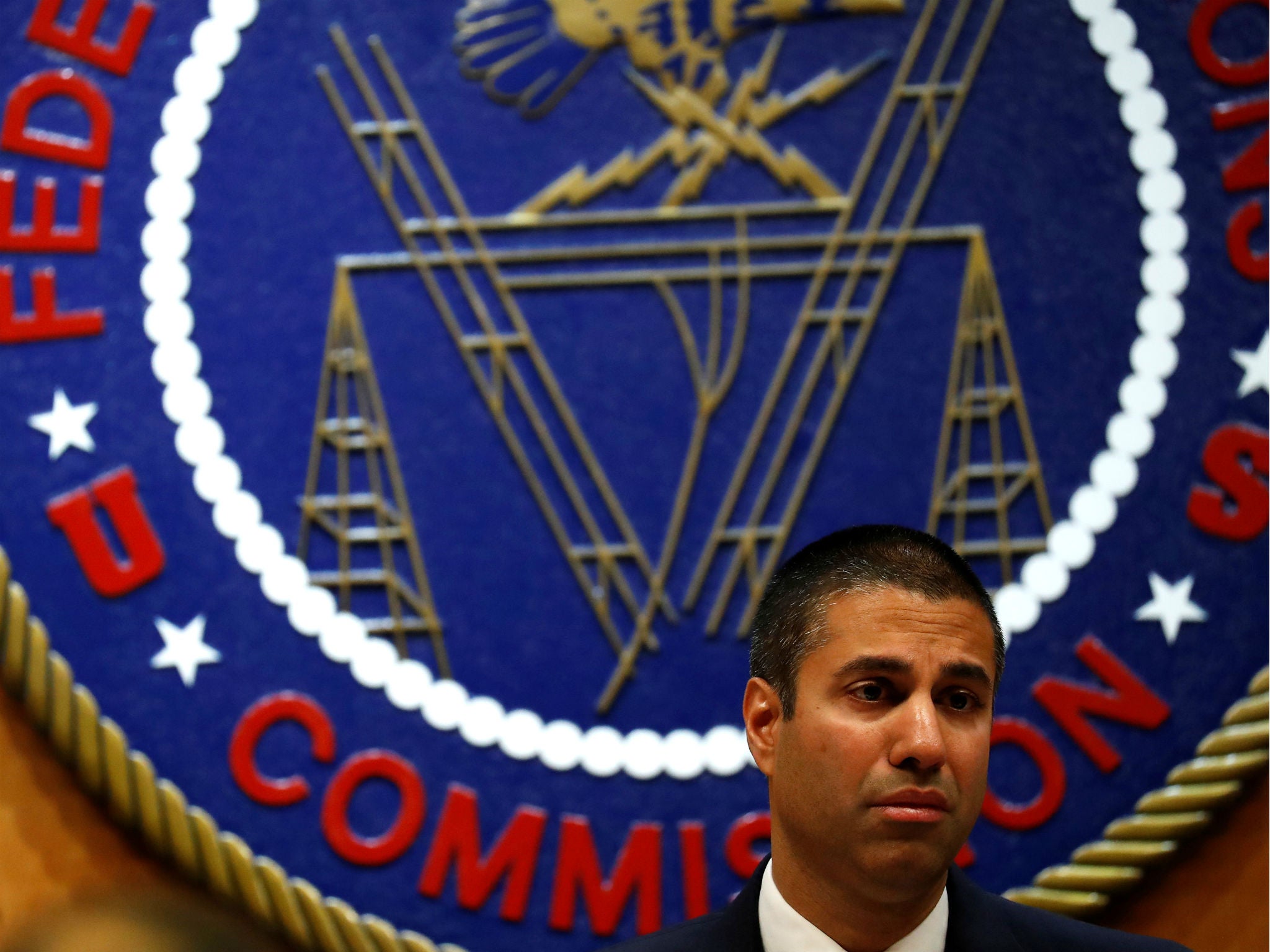 Federal Communications Commission chairman Ajit Pai speaks ahead of the to repeal net neutrality rules