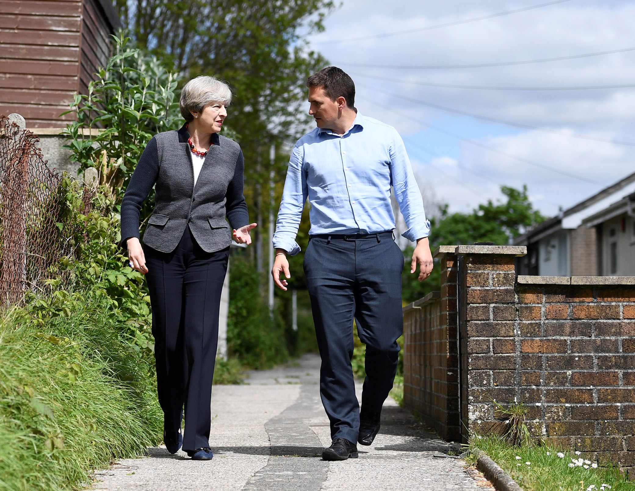 Theresa May joins Johnny Mercer on the campaign trail in May, 2017