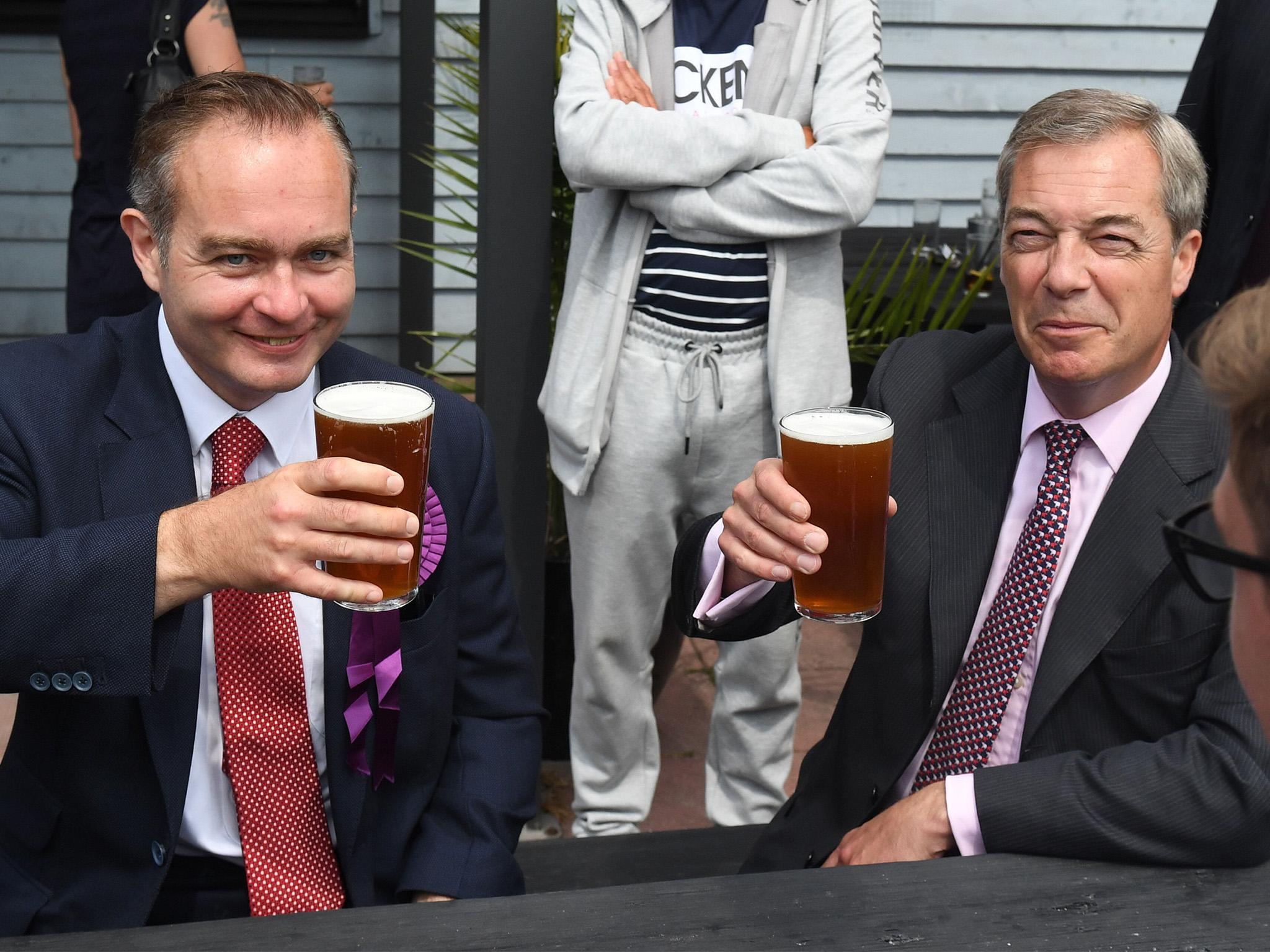 Paul Oakley with Nigel Farage during the 2017 general election (Victoria Jones/PA Archive/PA)