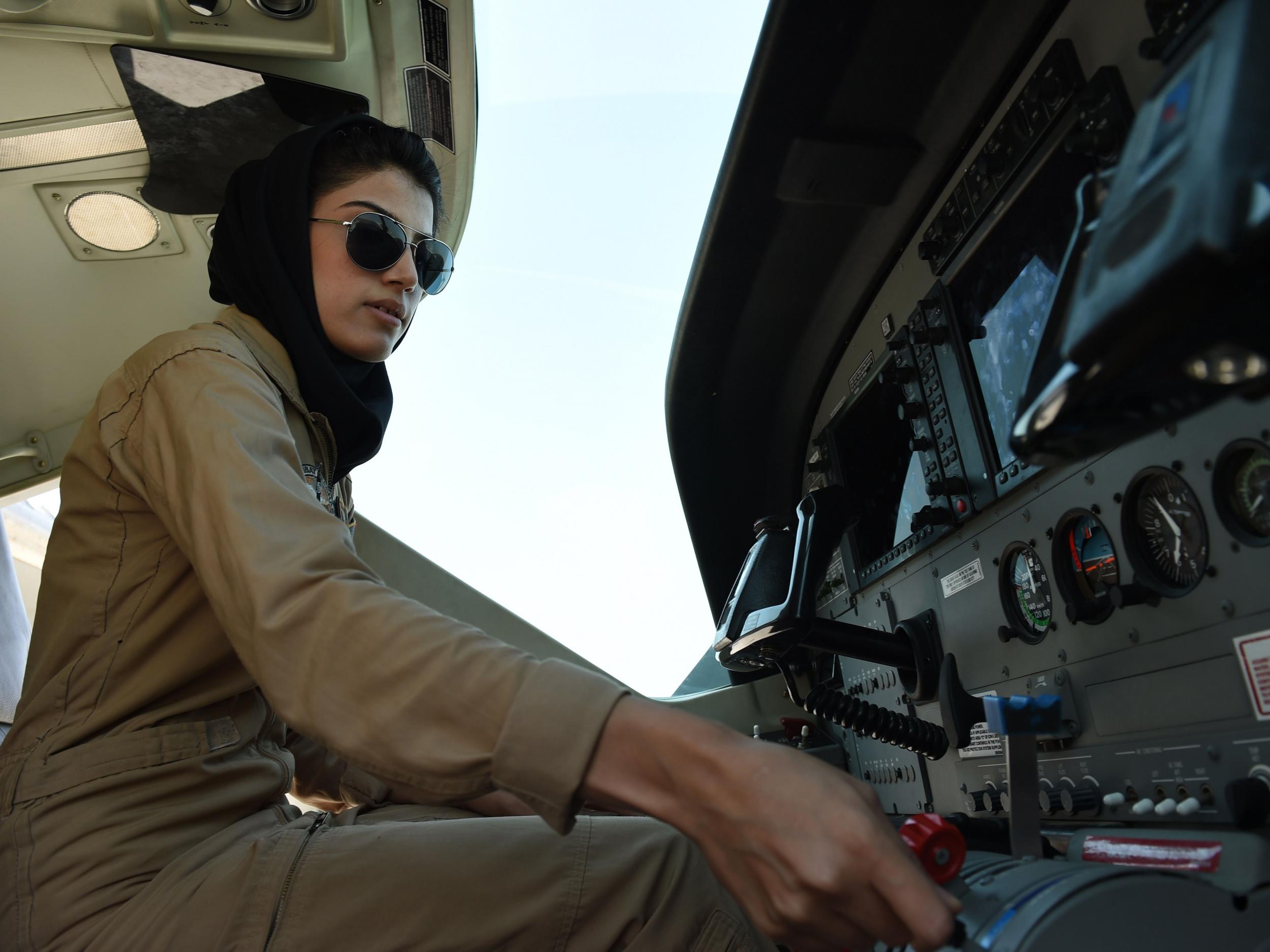 Niloofar Rahmani, who received threats because of her work, at the controls of an aircraft