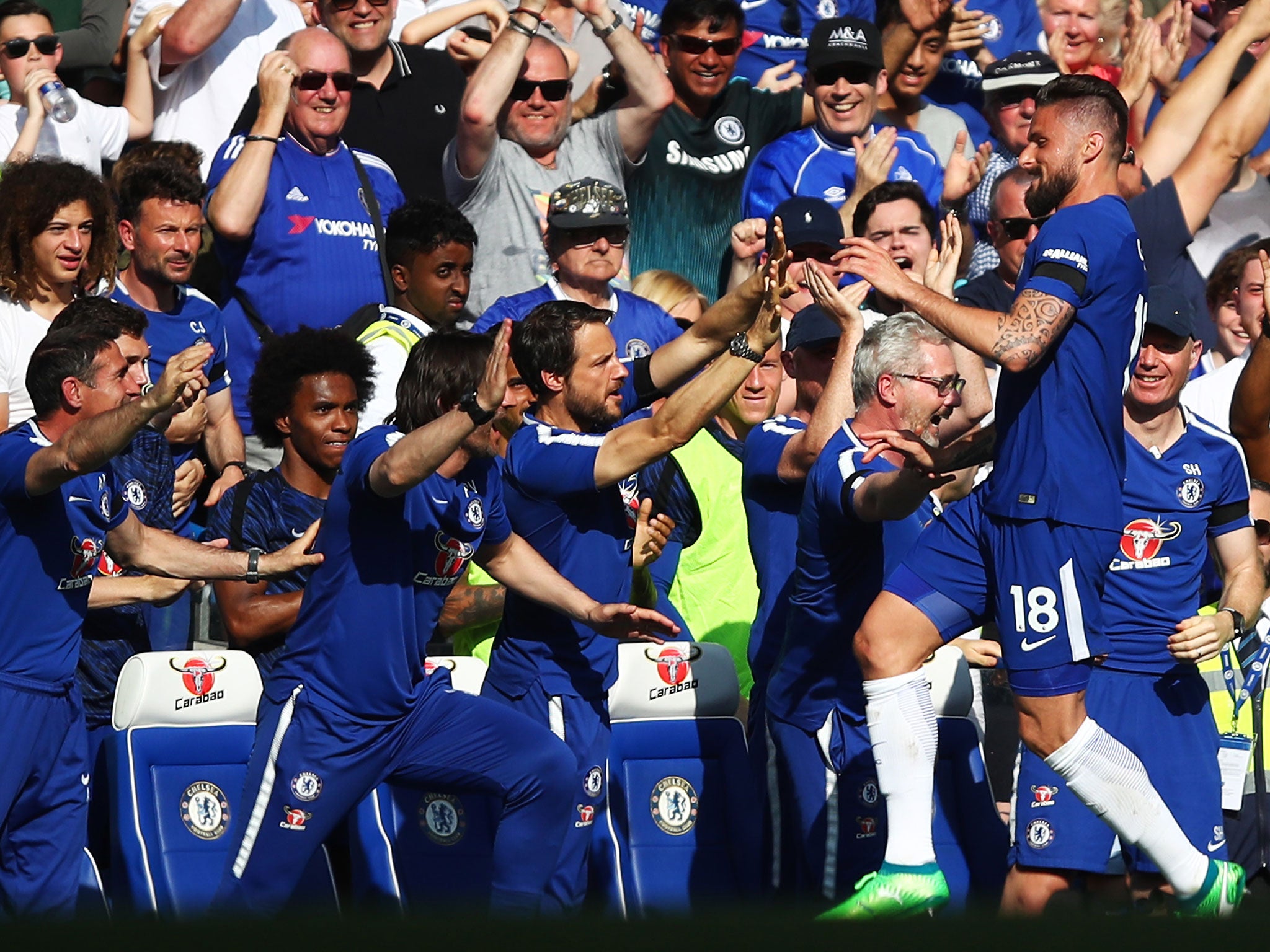 Chelsea striker Olivier Giroud reveals the reason behind David Luiz goal celebration against Liverpool