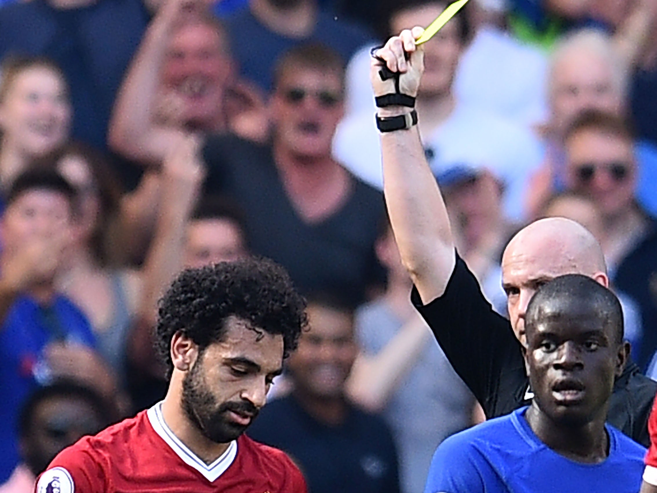 Mohamed Salah was booked in the first half