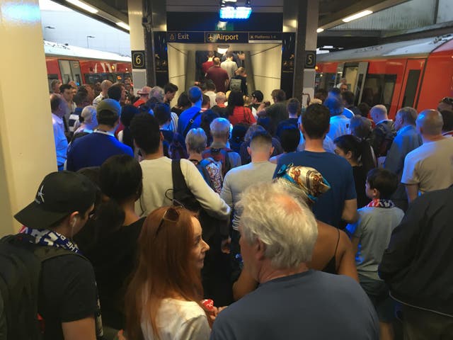 All change: passengers leaving trains at Gatwick Airport railway station