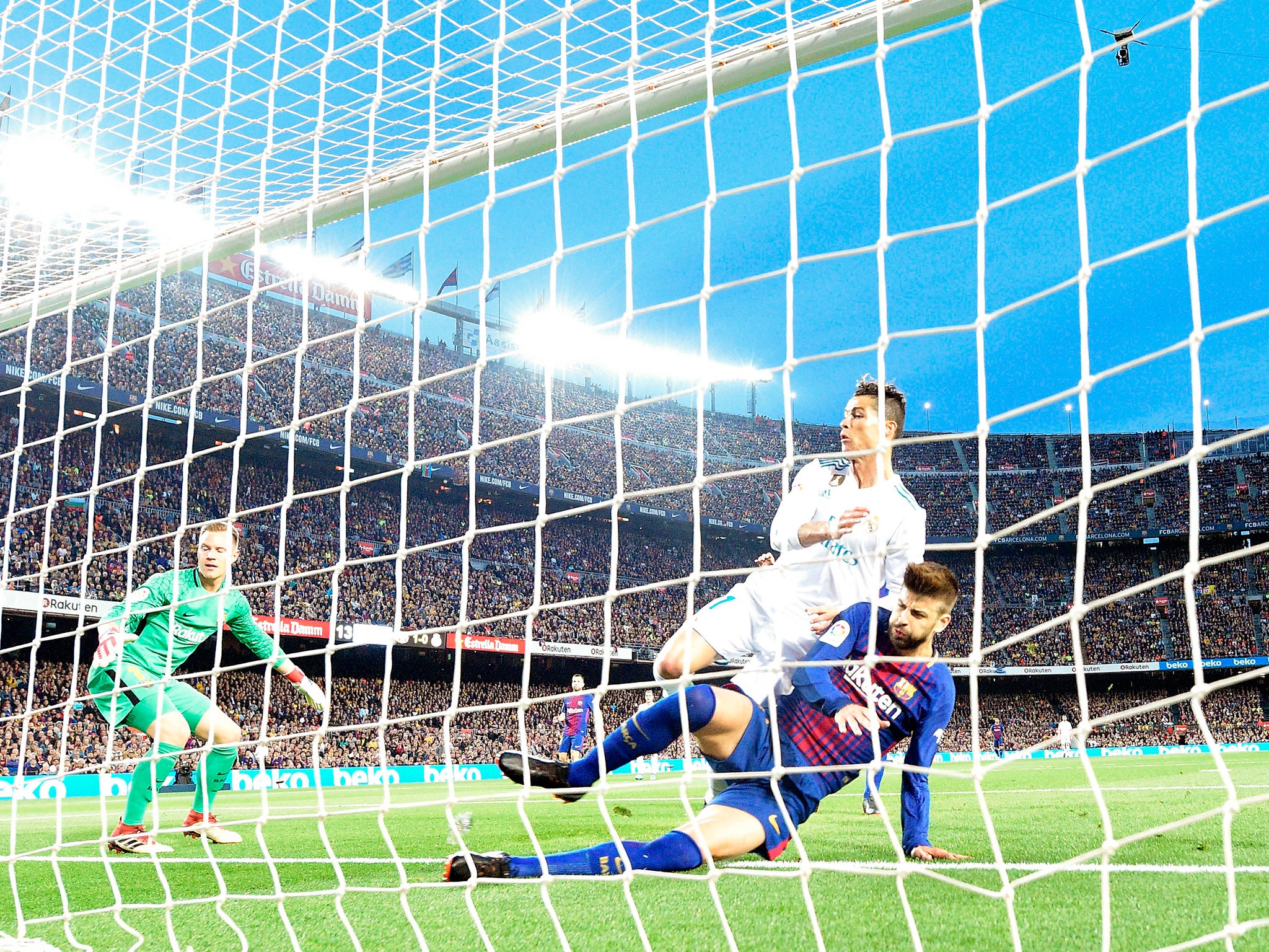 Ronaldo, pictured scoring against Barcelona at the weekend, has never won a World Cup