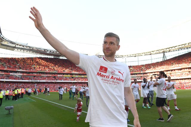 Mertesacker waved farewell to the professional game on Sunday
