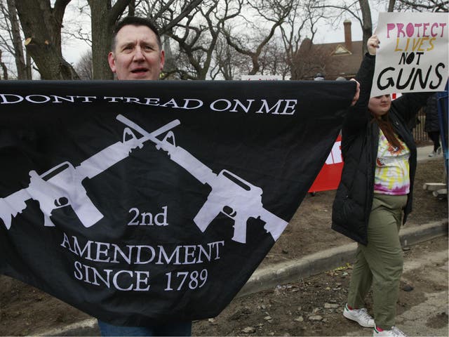 A gun rights demonstrator at a protest in Chicago earlier this year